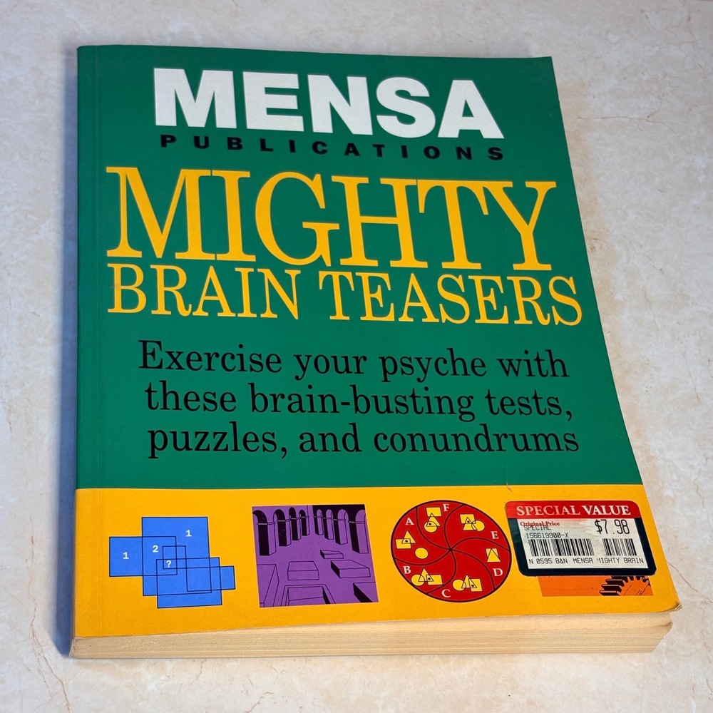VTG Mensa Mighty Brain Teasers 1995 Barnes & Noble Puzzles Book 156619900X